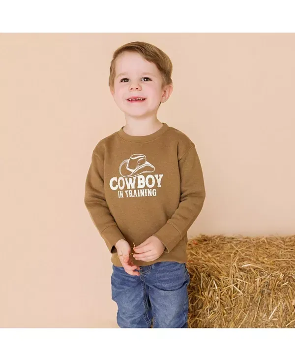 Детская толстовка для мальчиков с принтом Cowboy In Training Western Sweet Wink, Mocha — фото 2