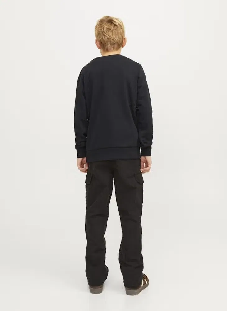 Пуловер с логотипом, модель Youth Logo, Jack & Jones Junior, черный — фото 2