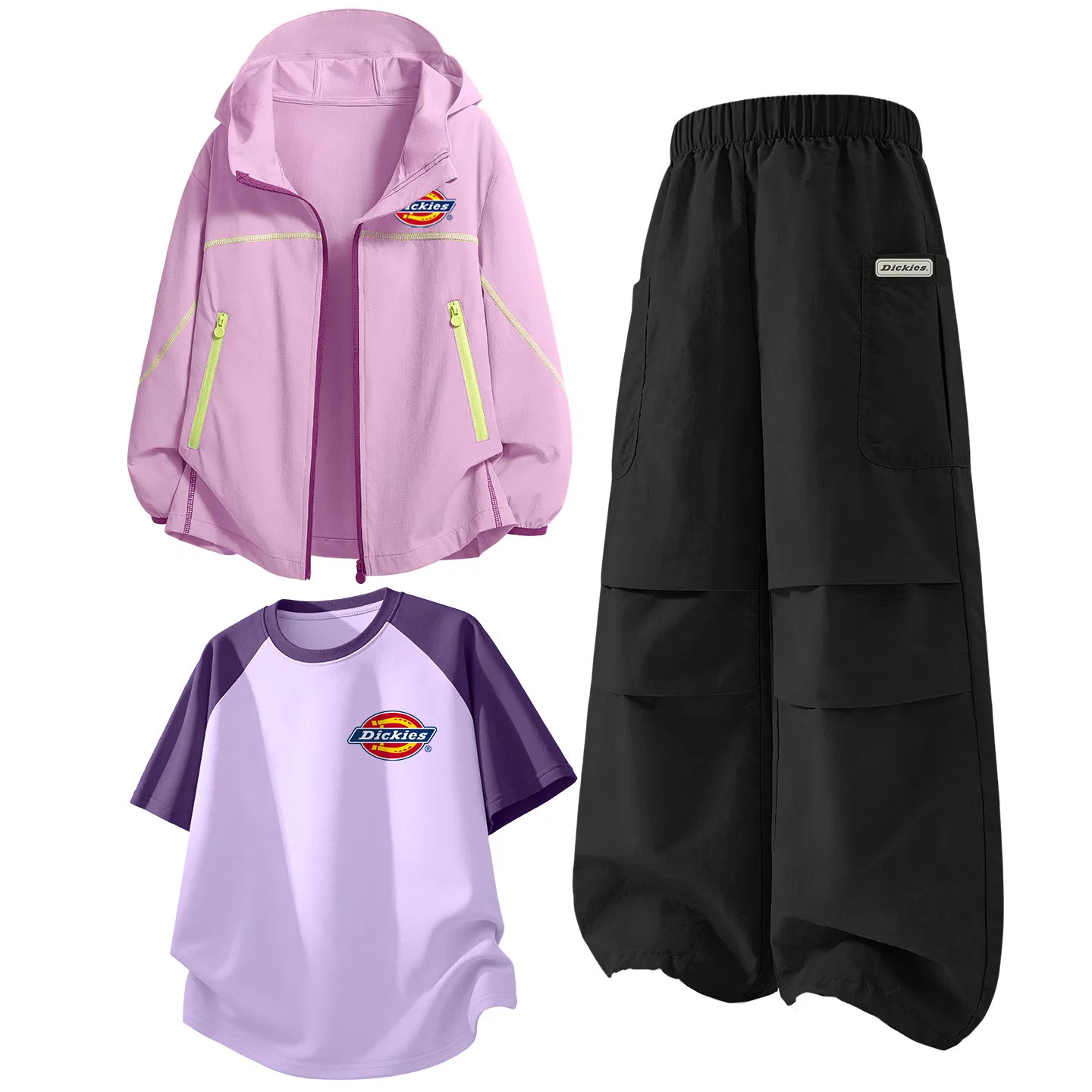 Детский комплект спортивных костюмов с принтом Dickies, Black/Grape Purple