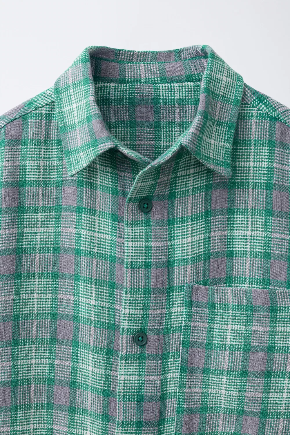 Рубашка в клетку ZARA, Mid-green — фото 3
