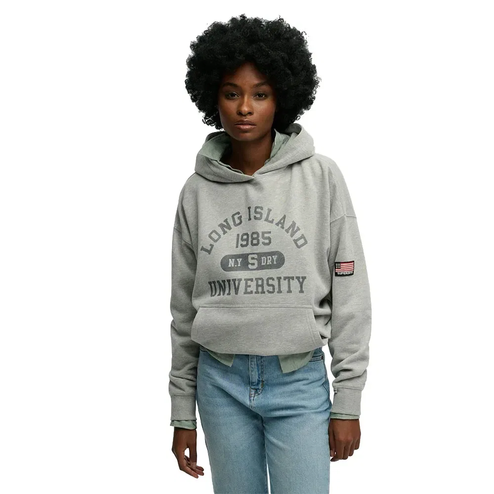 Женский свитшот-худи оверсайз Athletic Essentials Relax Superdry, Grey