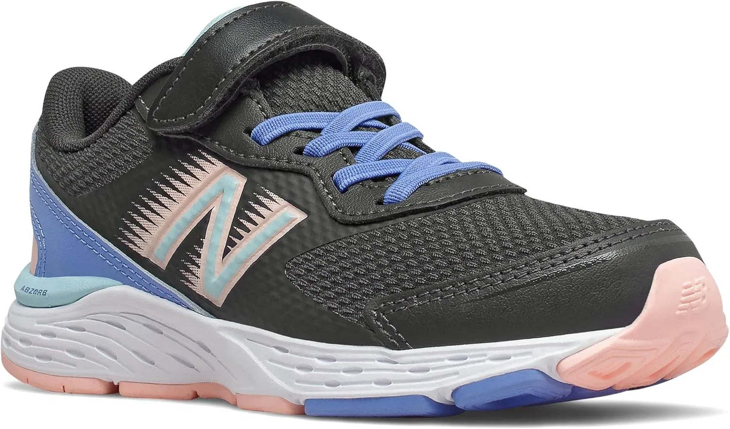 Детские кроссовки для девочек с липучкой 680 V6 New Balance, Phantom/Stellar Blue/Cloud Pink — фото 2