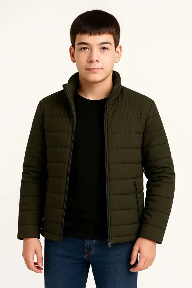 Детский зимнее пуховик для мальчиков с длинным рукавом Ertaş Trend Store, Khaki — фото 4