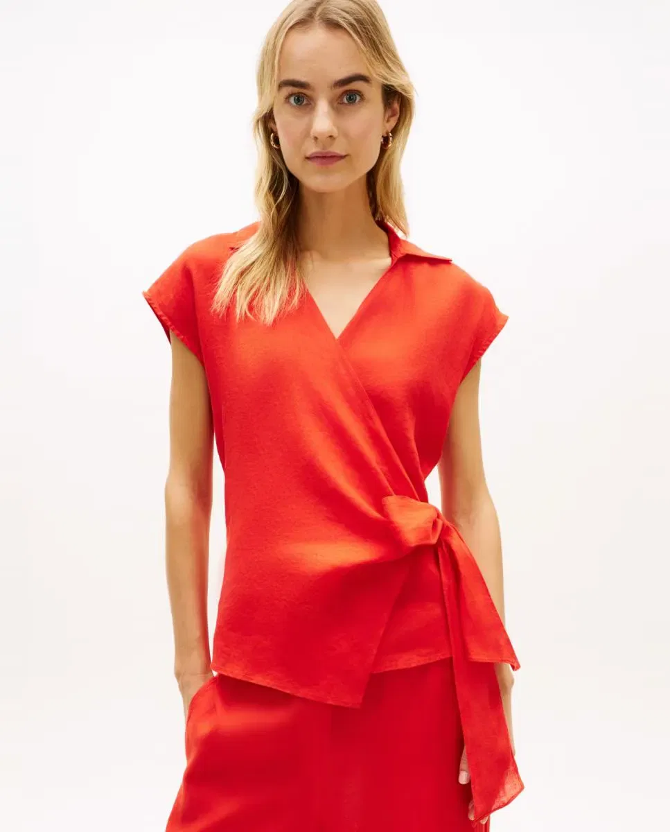 Женская блуза из льна без рукавов Tommy Hilfiger, Red