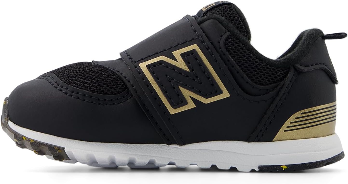 

Кроссовки New Balance 574 New-b для маленьких мальчиков на липучке, черный/золотой