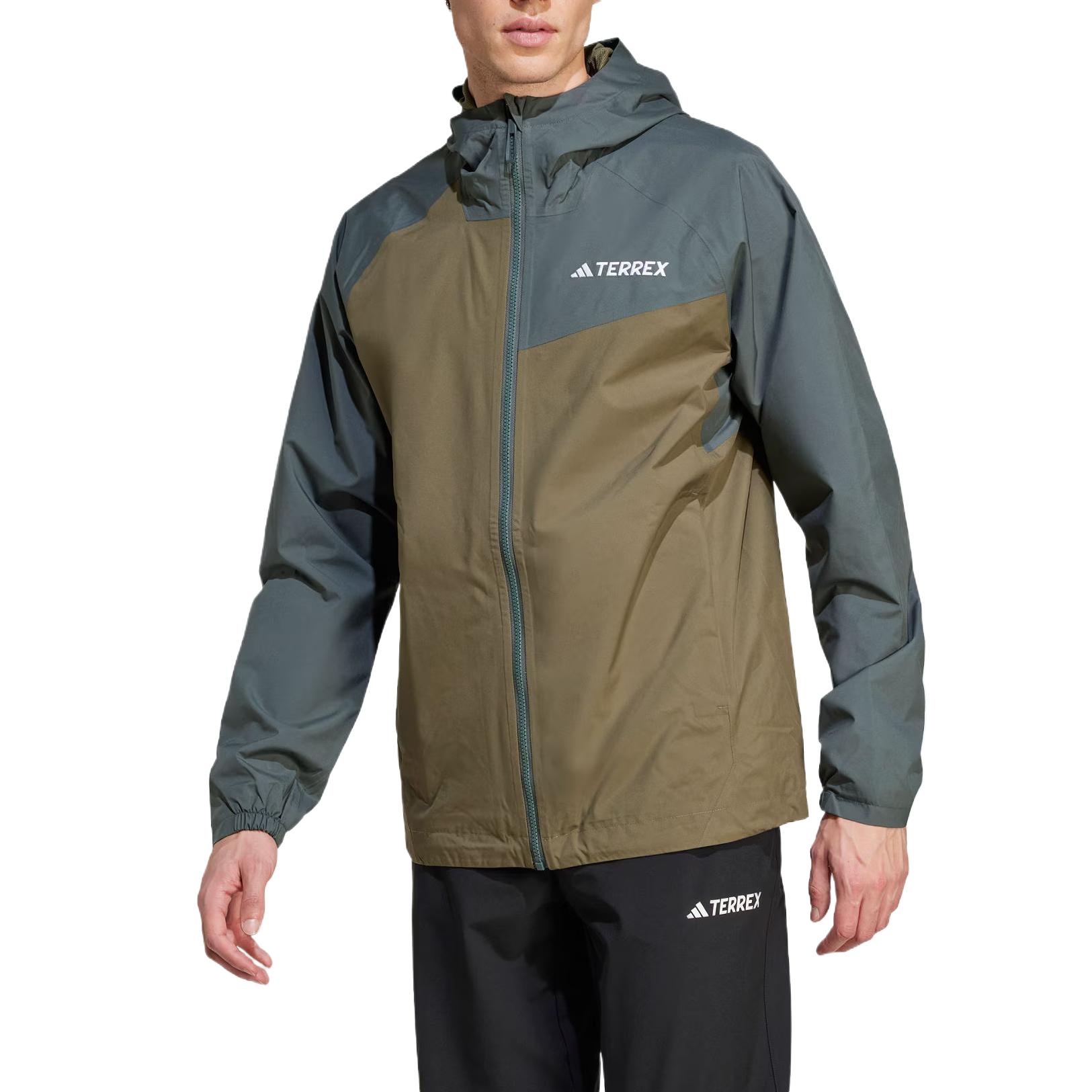 Adidas Двухцветная куртка с капюшоном RAIN.RDY Multi Terrex, Strata Olive Green/Ivy Green — фото 3