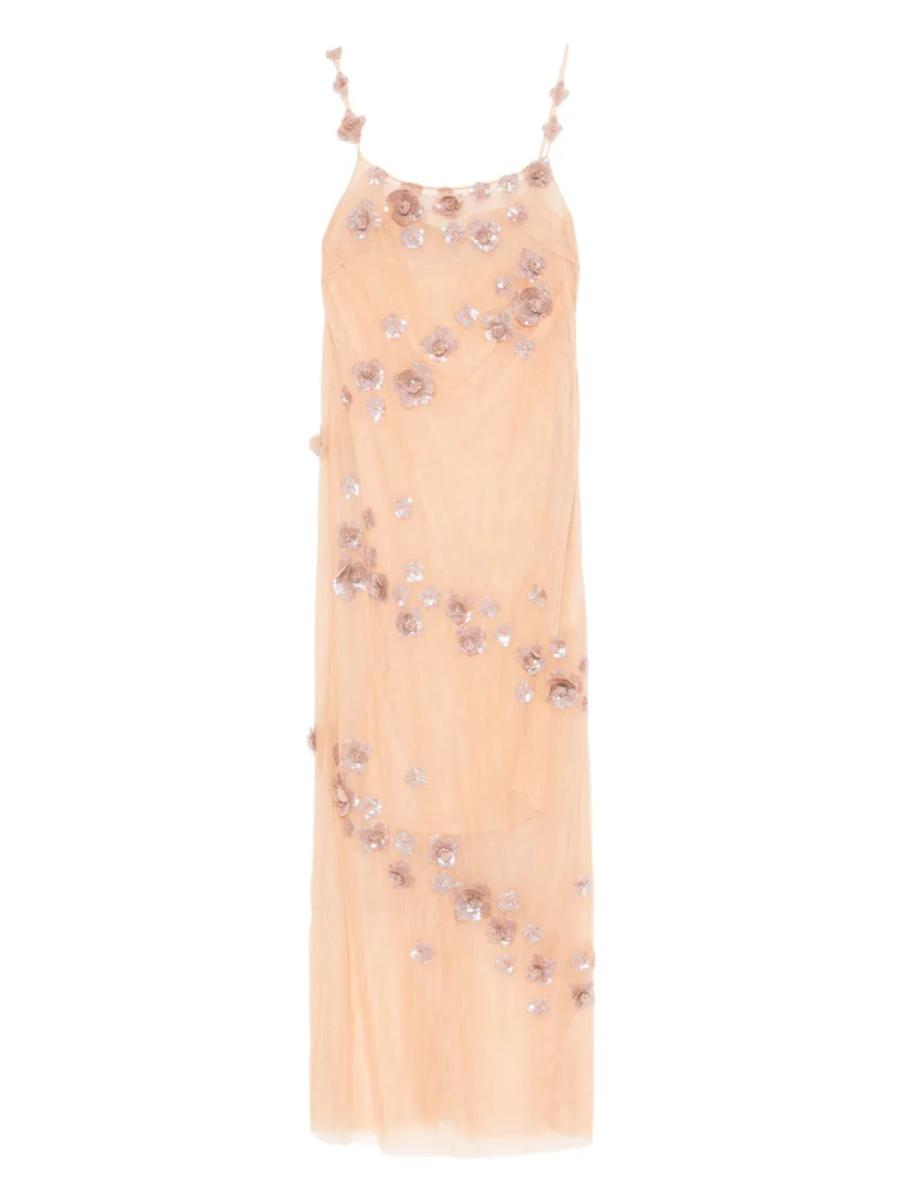 

Платье макси из тюля, украшенное пайетками Blumarine, розовый