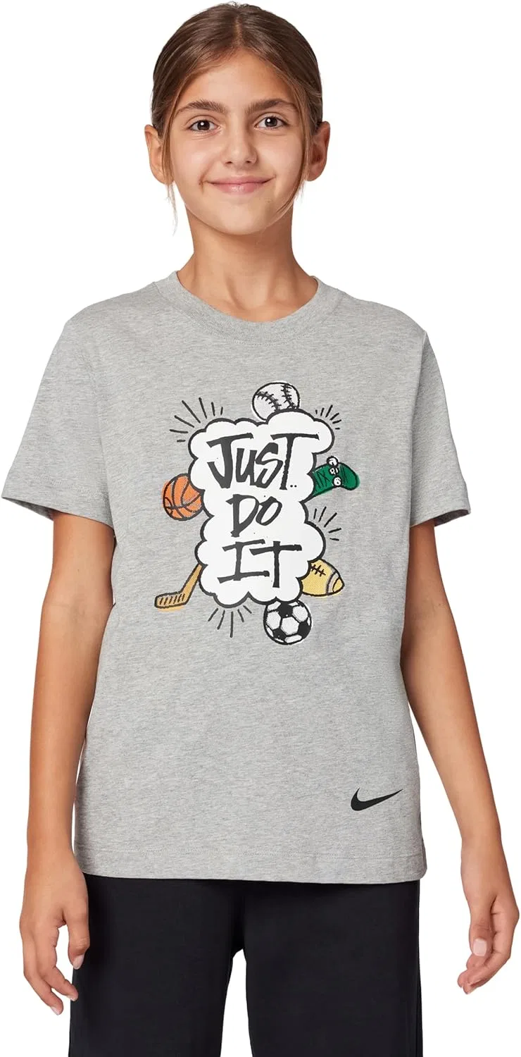 Футболка Nike Sportswear Club Just Do It, темно-серый меланж