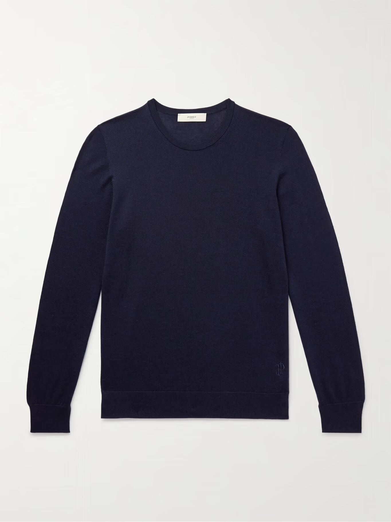 

Шерстяной свитер с вышитым логотипом PURDEY, темно-синий