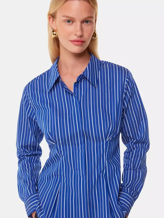 

Рубашка Whistles Stripe Waisted, цвет blue/white