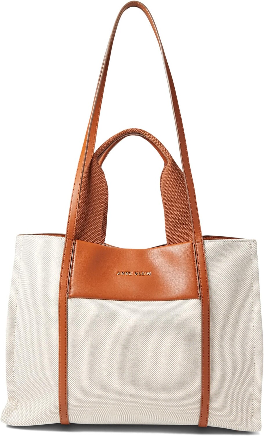 

Сумка Anne Klein Medium Color-Blocked Canvas Tote, цвет Saddle