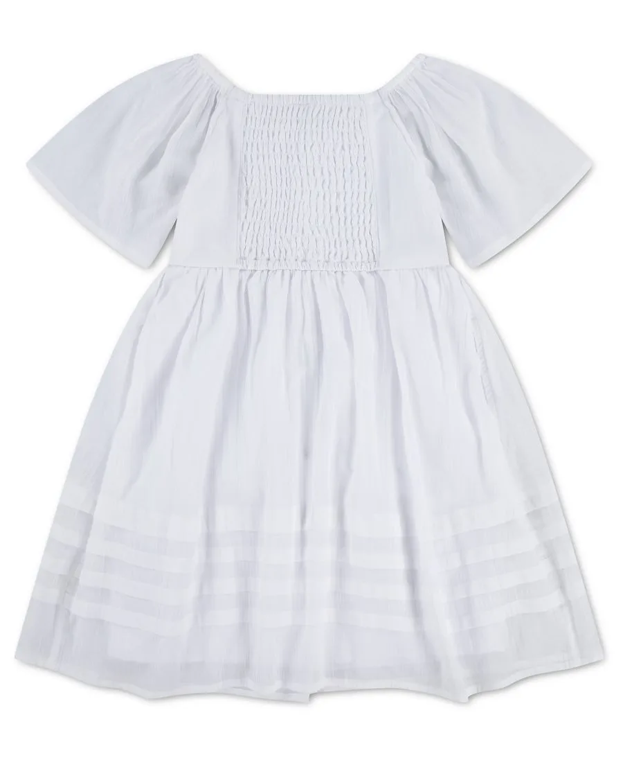 Мини-платье для девочек с квадратным вырезом и складками Abercrombie kids, bright белый — фото 2