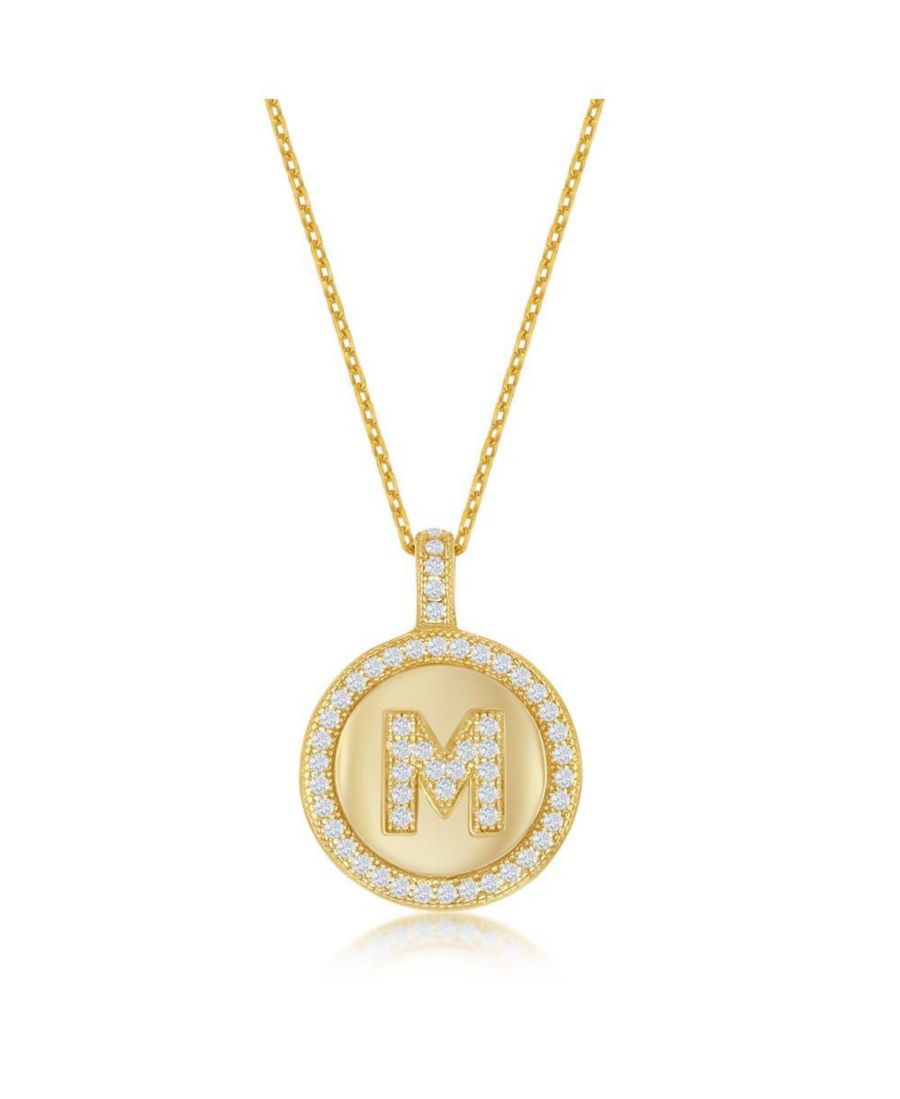 

Колье из стерлингового серебра с золотым покрытием и микропаве из циркония в форме круга с инициалами Simona, Gold m