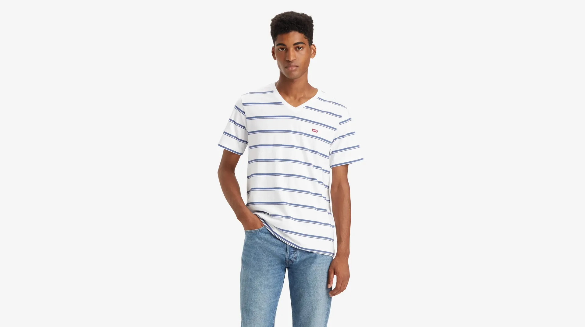 

Футболка Levi's "ORIGINAL HM VNECK MULTI-COLOR", цвет Sail Stripe Bright W