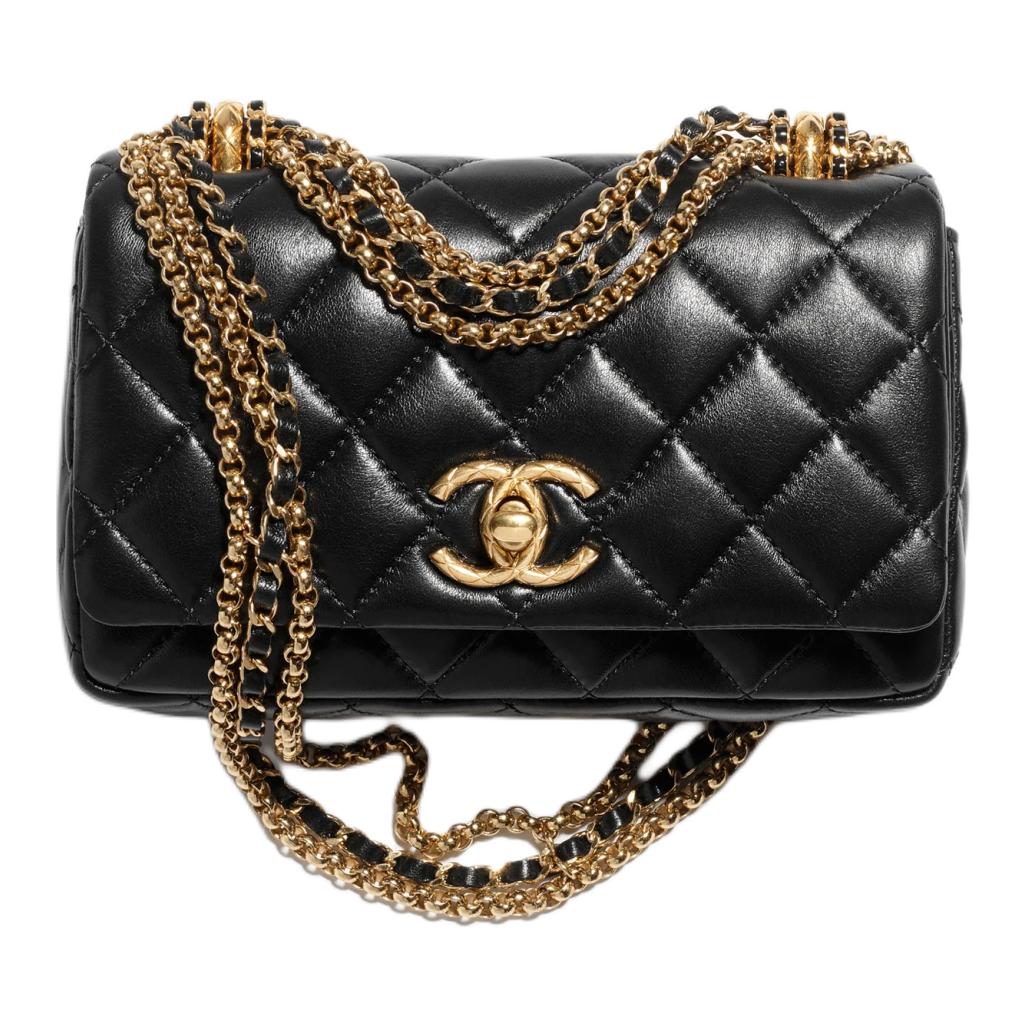 

CHANEL Барашковая сумка с клапаном, плечевая сумка, мини-кроссбоди женская черная