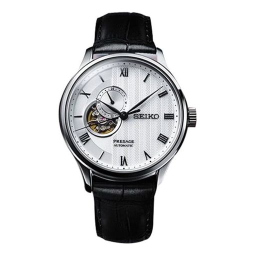 

Часы Men's SEIKO Watch PRESAGE Series Japan White Dial Belt Business 4R Movement Automatic / Mechanical Watch, серебряный
