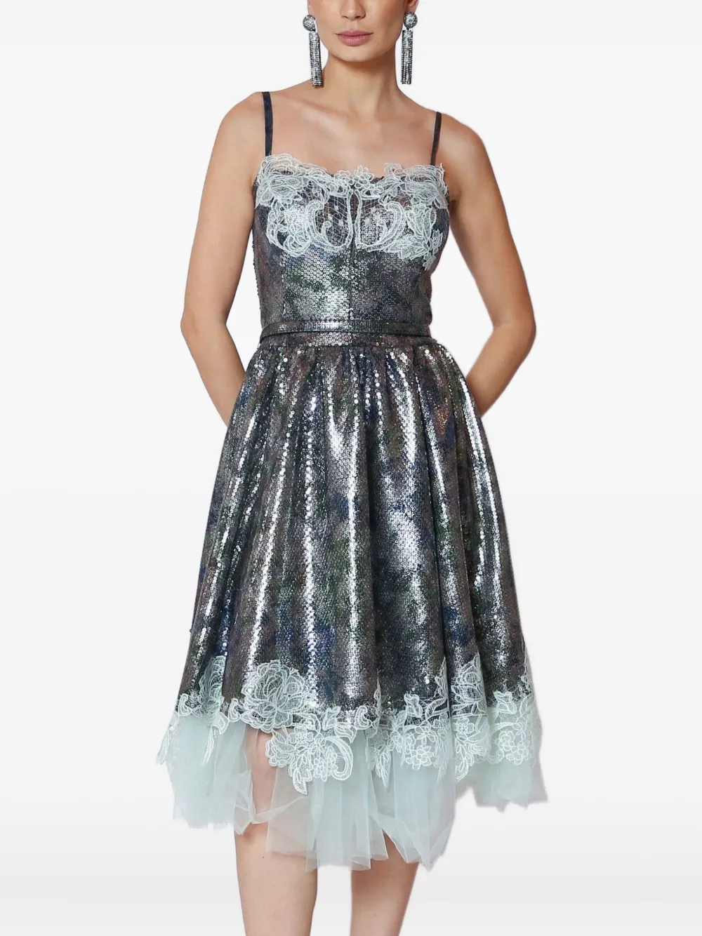 

Платье Mônica из кружева с пайетками Lethicia Bronstein, серебряный