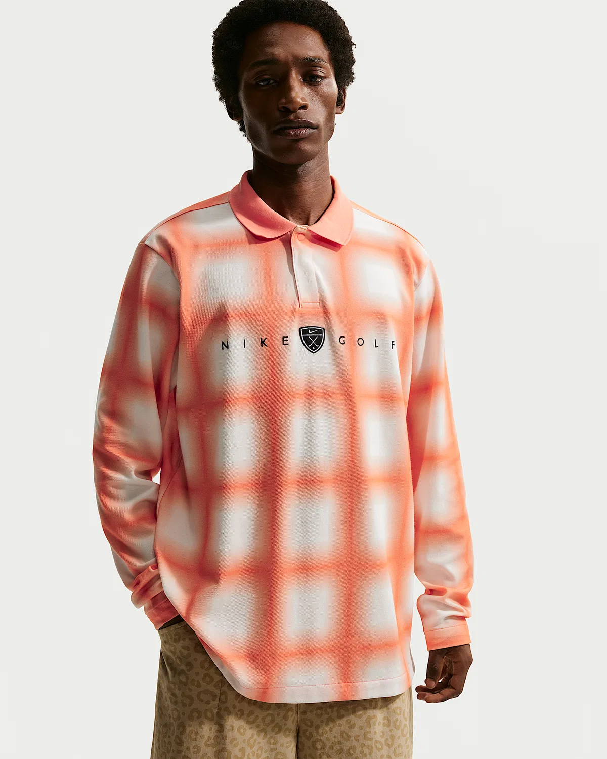 Мужское поло Nike Fairway Fresh Dri-FIT свободного кроя с длинным рукавом, Orange Frost/Orange Frost