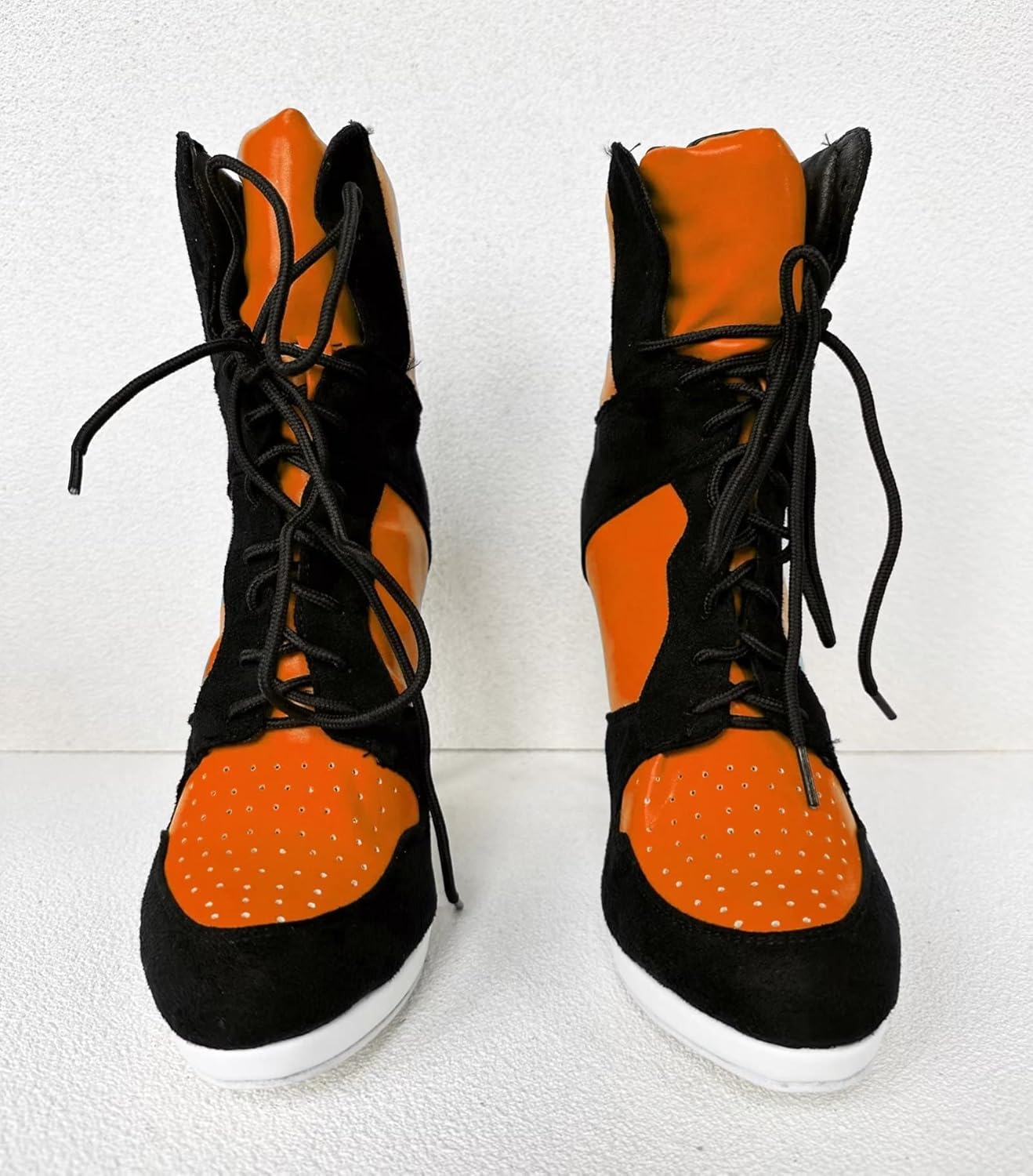 Ботильоны Frankie Hsu Stiletto Sport с высокой шпилькой для баскетбола, черные замшевые классические белые кроссовки-бутсы, дизайнерская обувь больших размеров для женщин и мужчин — фото 2