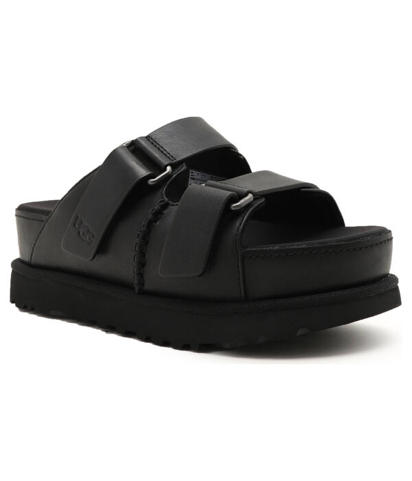 Тапочки кожаные с голенищами goldenstar hi slide Ugg, черный