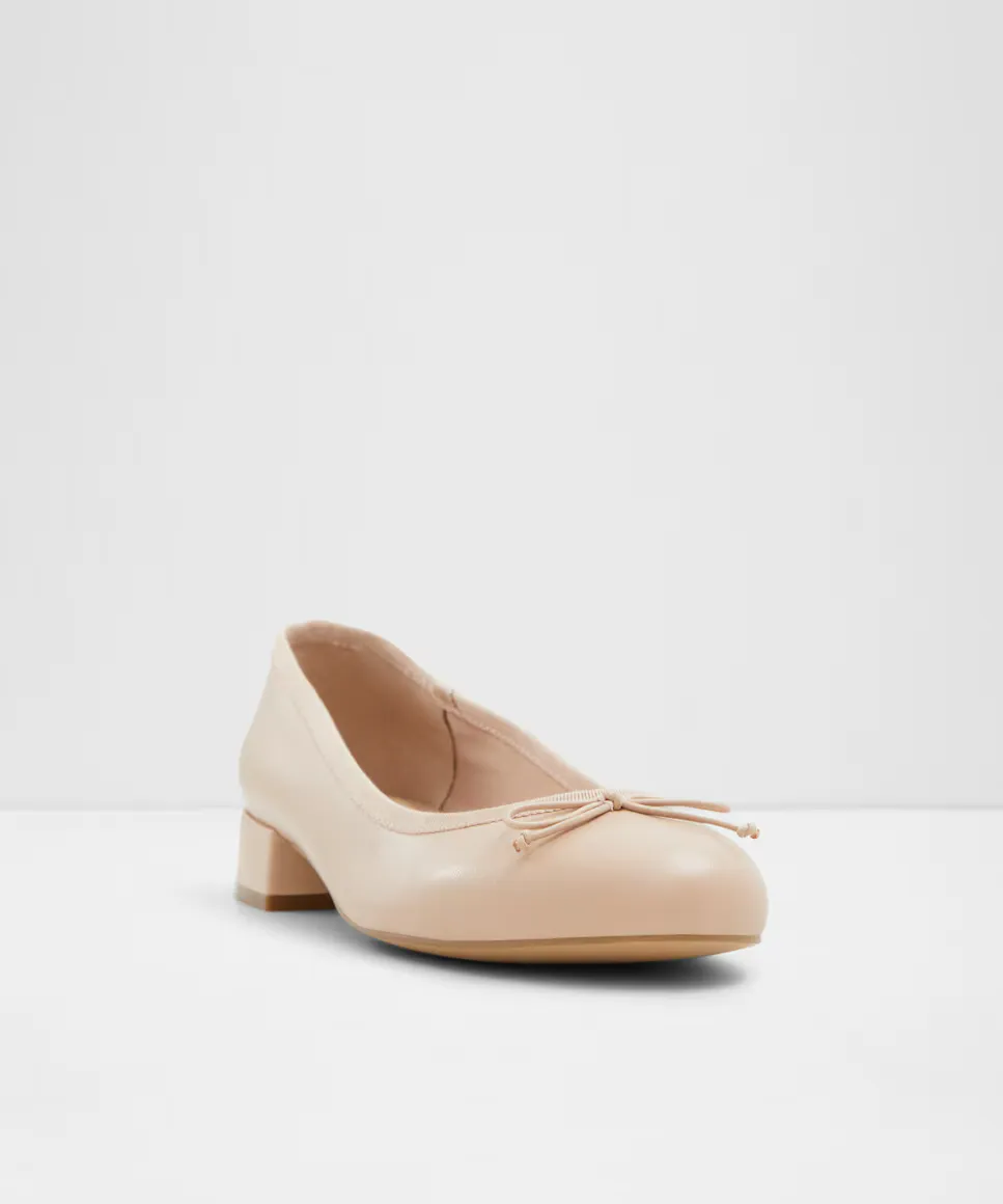 Женские кожаные балетки с круглым носком Aldo, бежевый — фото 4