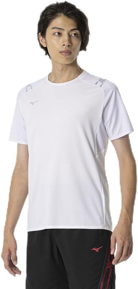 

Мужская футболка с коротким рукавом Mizuno 32MAB024, быстросохнущая, впитывает пот, быстро сохнет, белый