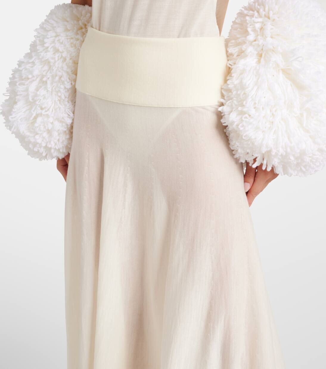 Юбка миди из смесовой шерсти Alaïa, цвет blanc naturel — фото 4