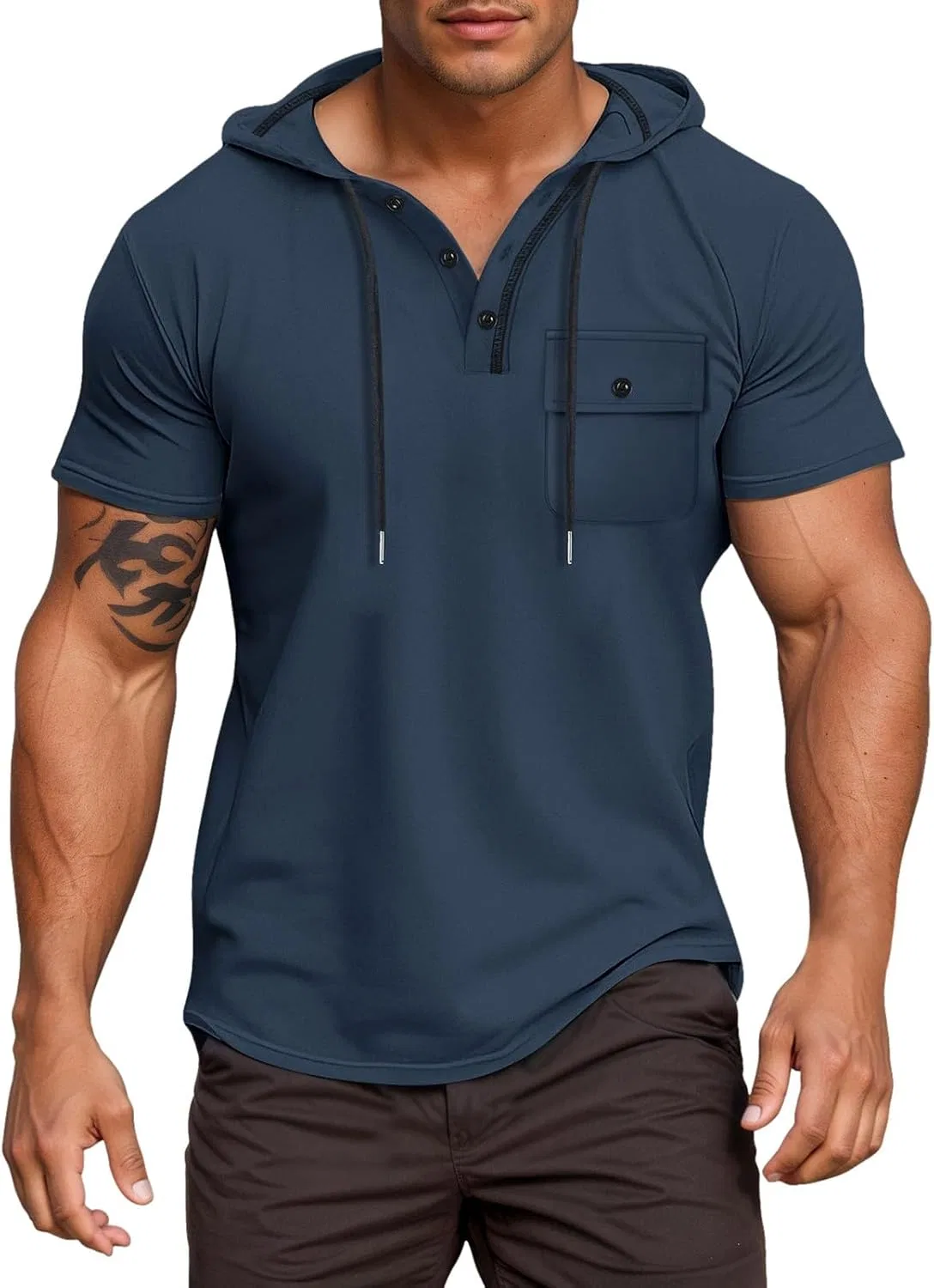 Мужская повседневная футболка с пуговицами Regular Fit Generic, Grey