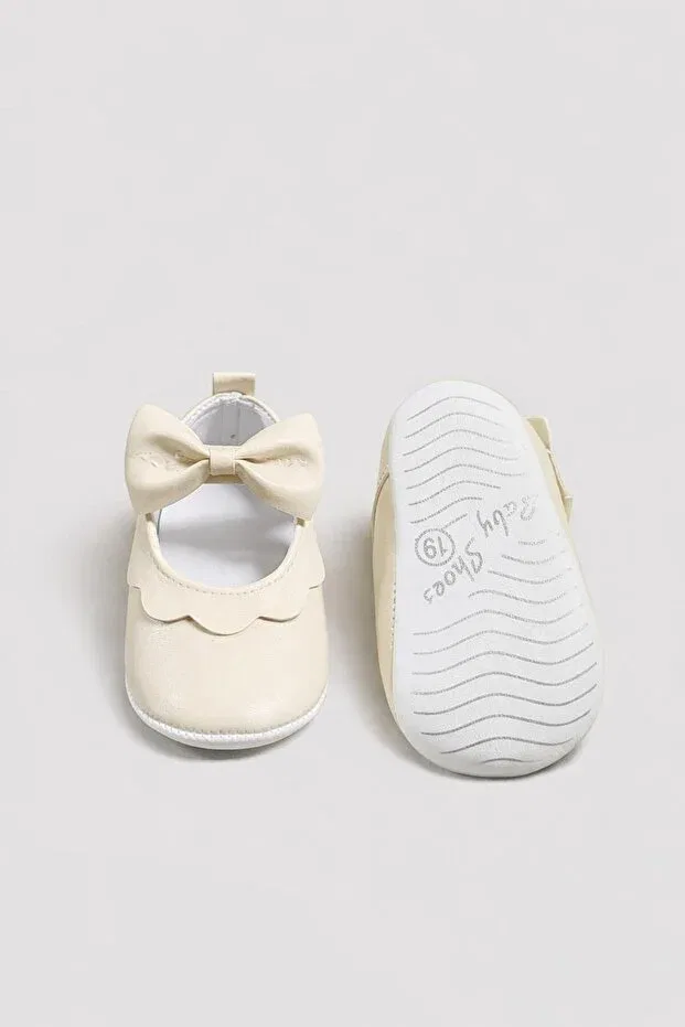 Детские пинетки-тапочки на липучке из искусственной кожи Numix Baby Kids, Beige — фото 3