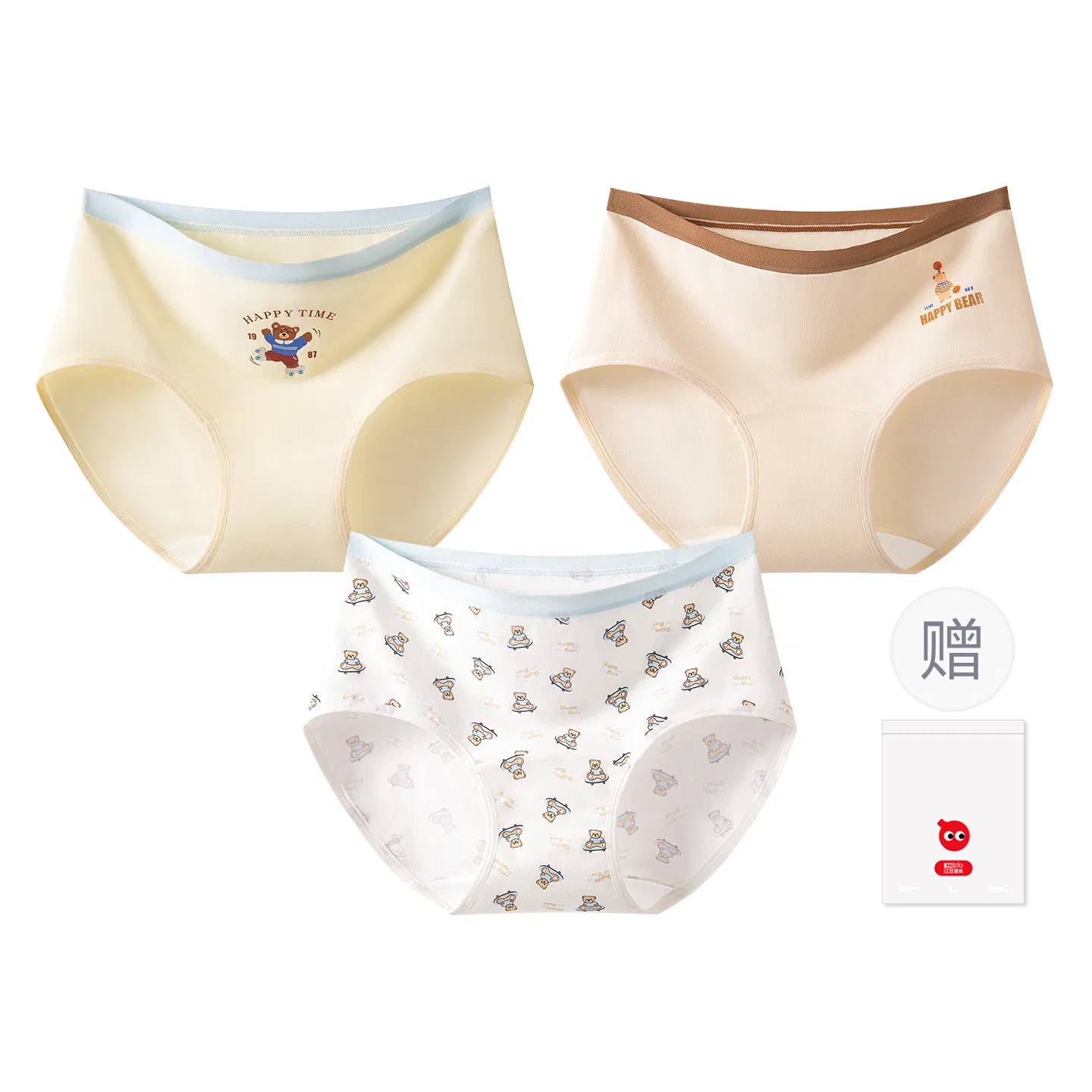 Детские трусы для девочек хлопковые с принтом Red bean, Цвет Skin White Yellow