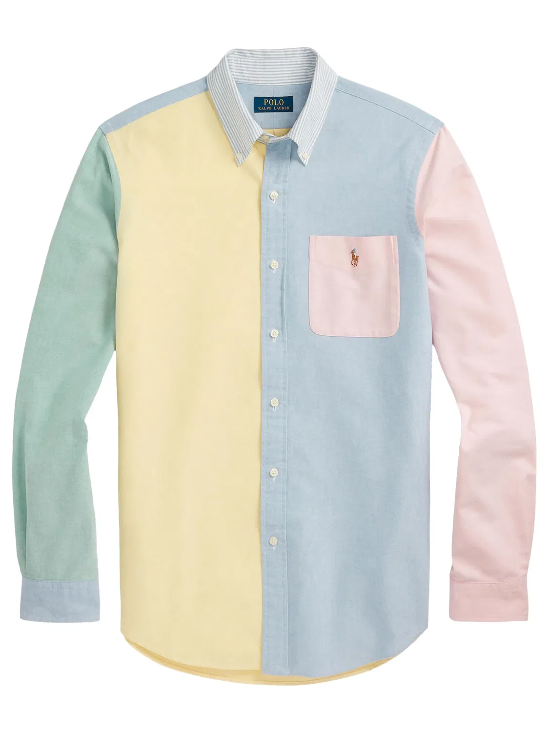 Рубашка Оксфорд с цветными блоками Polo Ralph Lauren, шербет желтый/многоцветный