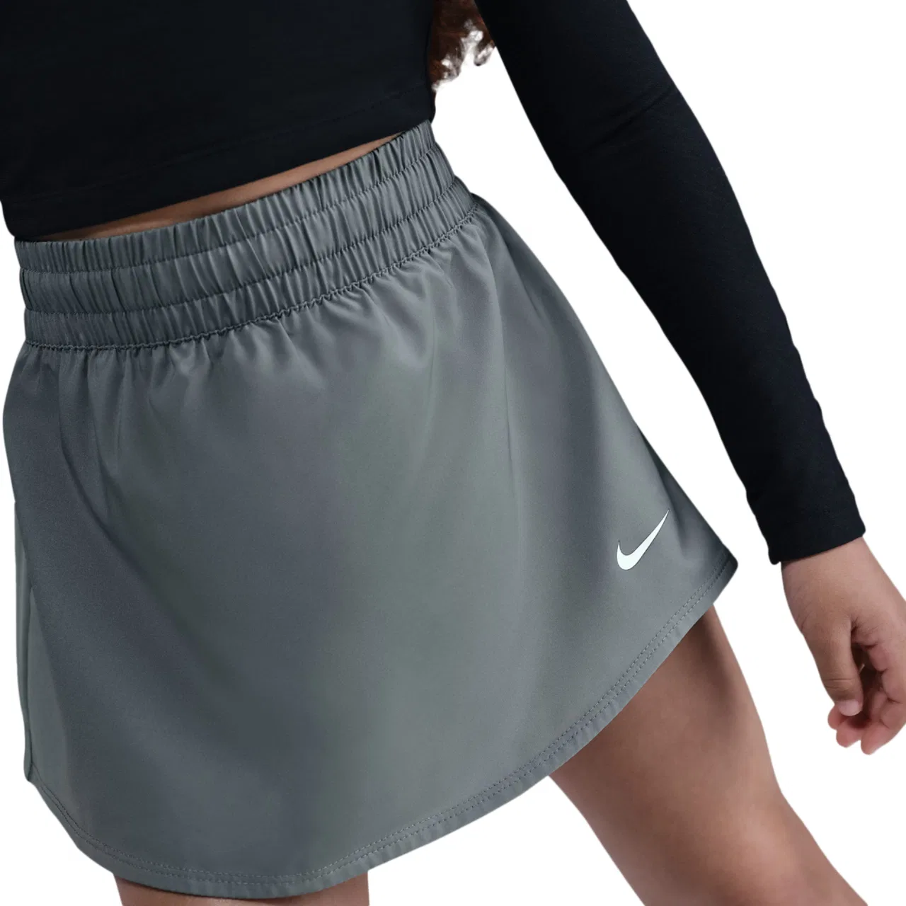 Юбка-шорты для девочек One Dri-FIT High Rise Nike, цвет Smoke Grey/White