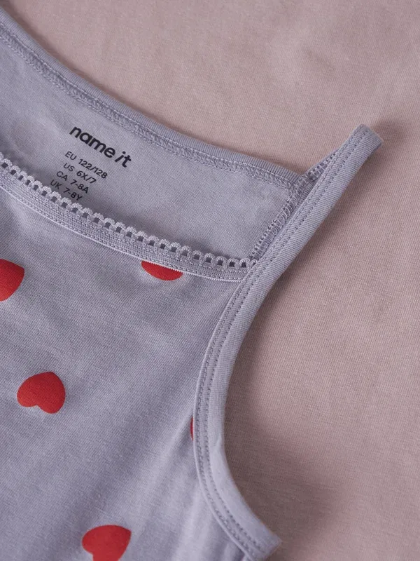 Майка с принтом Nkfstrap hearts 2 pack Name It, lavender gray, серый — фото 4