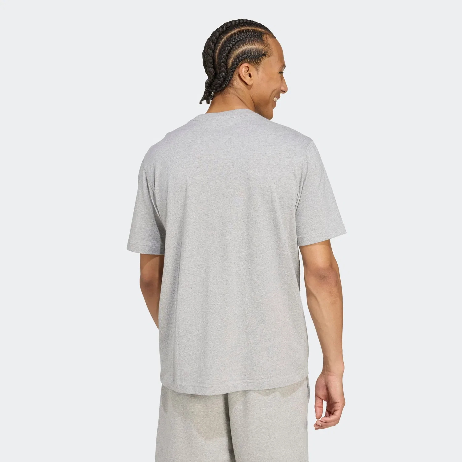 Мужская хлопковая футболка с логотипом Trefoil Adidas Originals, Medium Grey Heather/White — фото 2