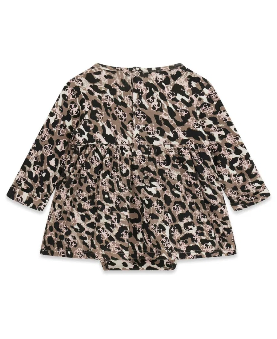 Платье-боди с длинным рукавом с леопардовым принтом GUESS, Tan Light Brown — фото 2