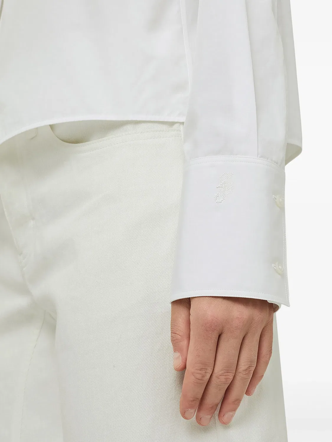 Сорочка с деревянным воротником из хлопка Jil Sander, белый — фото 2