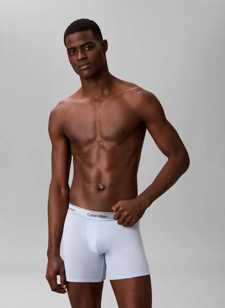 Трусы-боксеры с логотипом, комплект из 3 штук, Icon Cotton Stretch, Calvin Klein, синий — фото 2