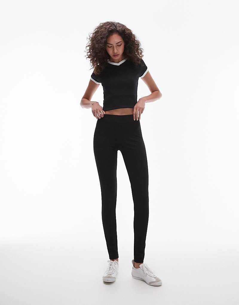

Topshop Tall – Тяжелые леггинсы черного цвета с удлиненным кроем