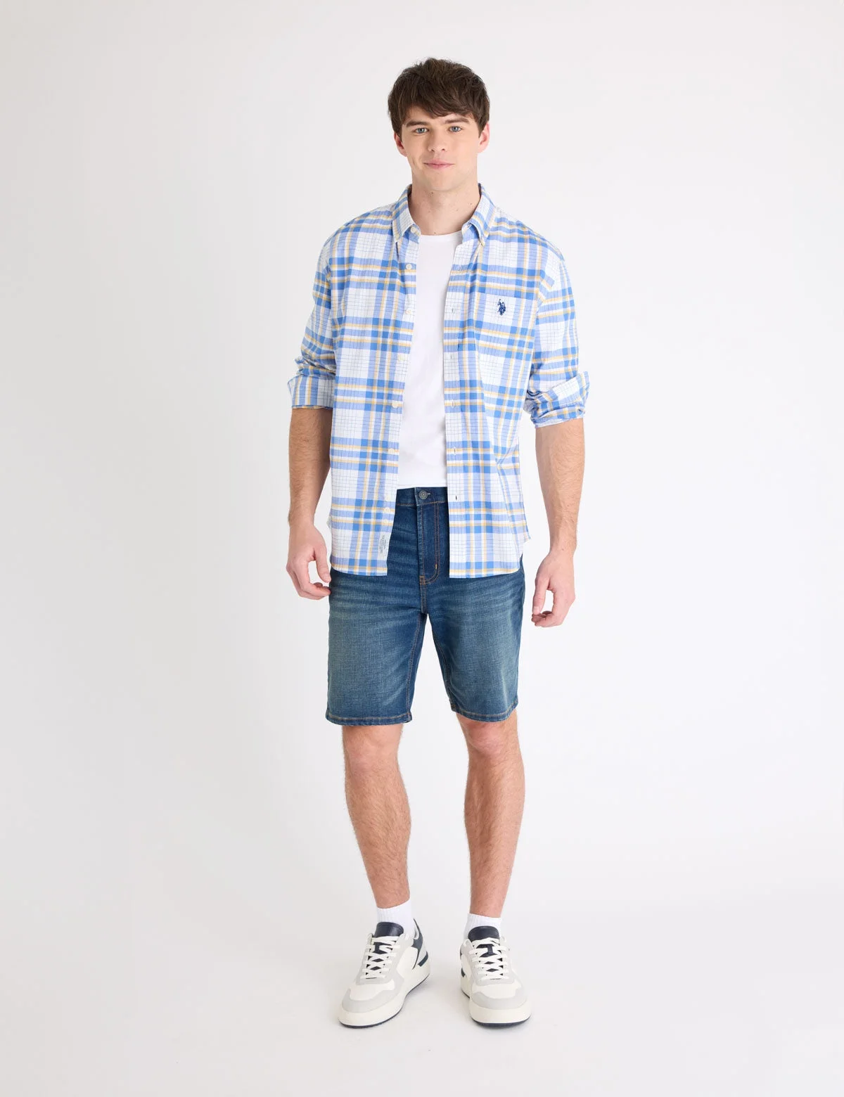 Мужские шорты U.S. Polo Assn. 5 Pocket Slim Straight 9.5" Denim, темно-синий — фото 3