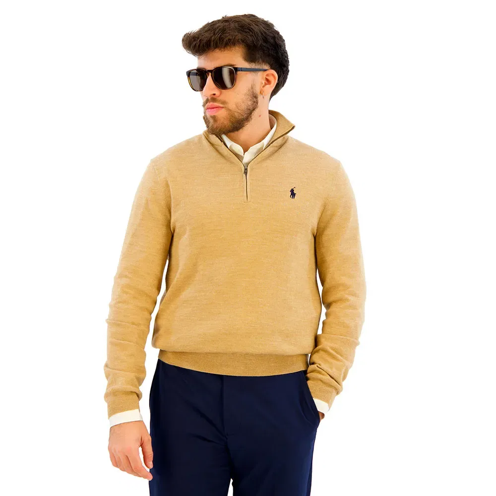 Свитер с полузастежкой-молнией Polo Ralph Lauren, бежевый