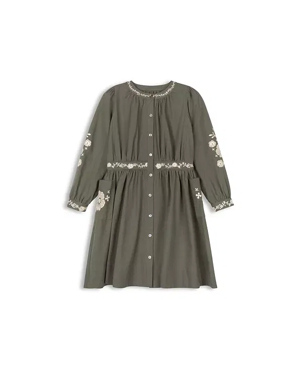 Детское платье для девочек с вышивкой Ely'S & Co., Olive