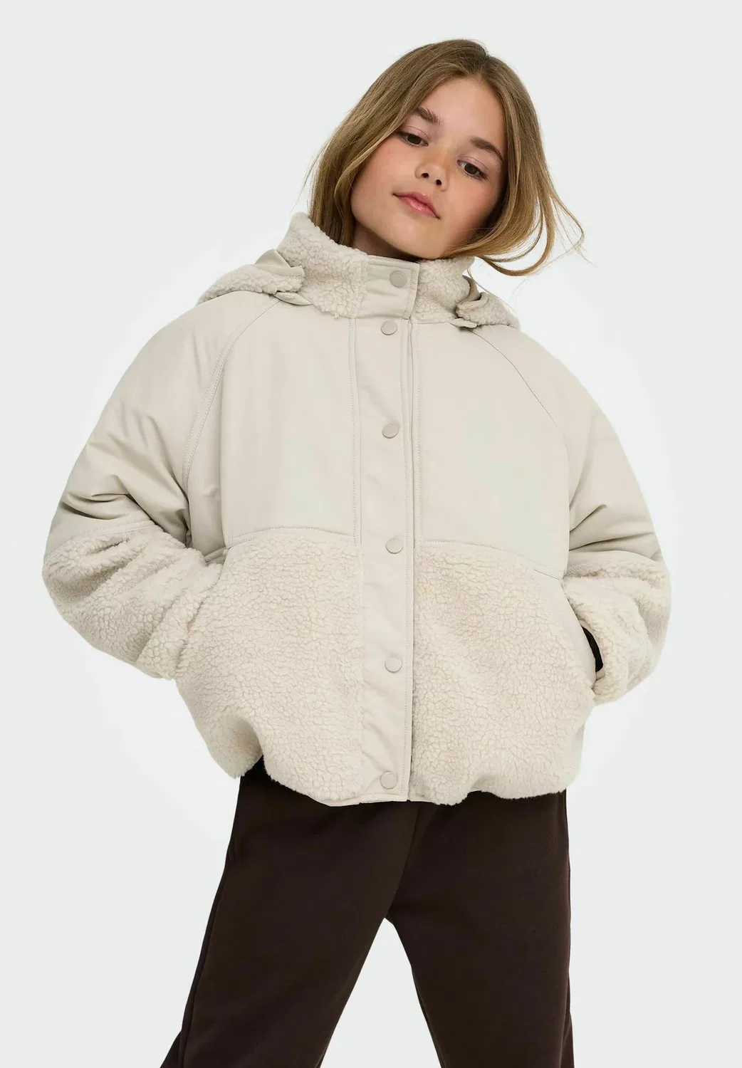 Куртка "Тедди" kognomi teddy jacket - флисовая куртка Only Girls, Silver Lining — фото 2