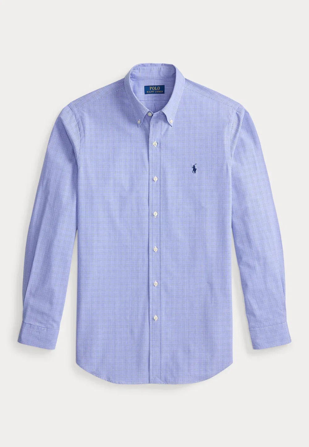 Рубашка из эластичного поплина в клетку, сшитая на заказ Polo Ralph Lauren, Blue/White — фото 4