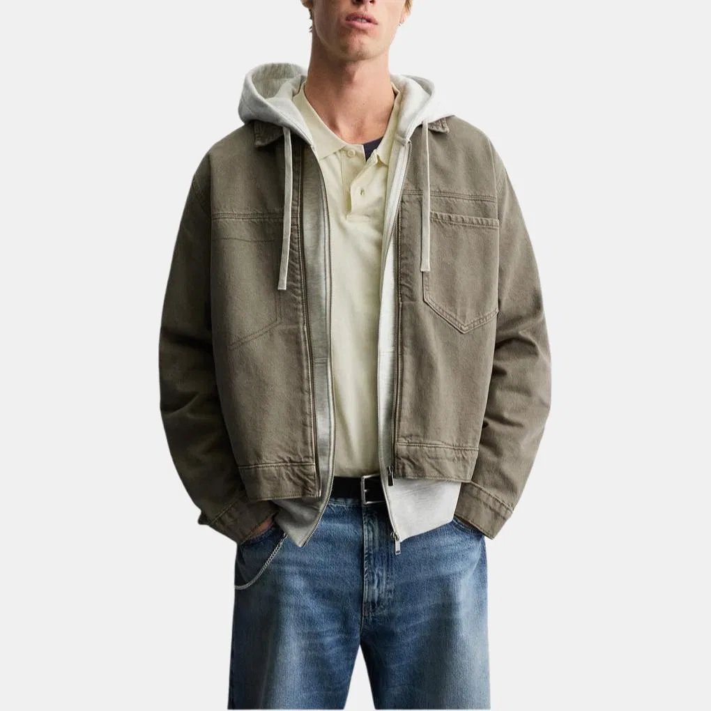 Мужская джинсовая куртка с отложным воротником Tan ZARA, Tan — фото 4