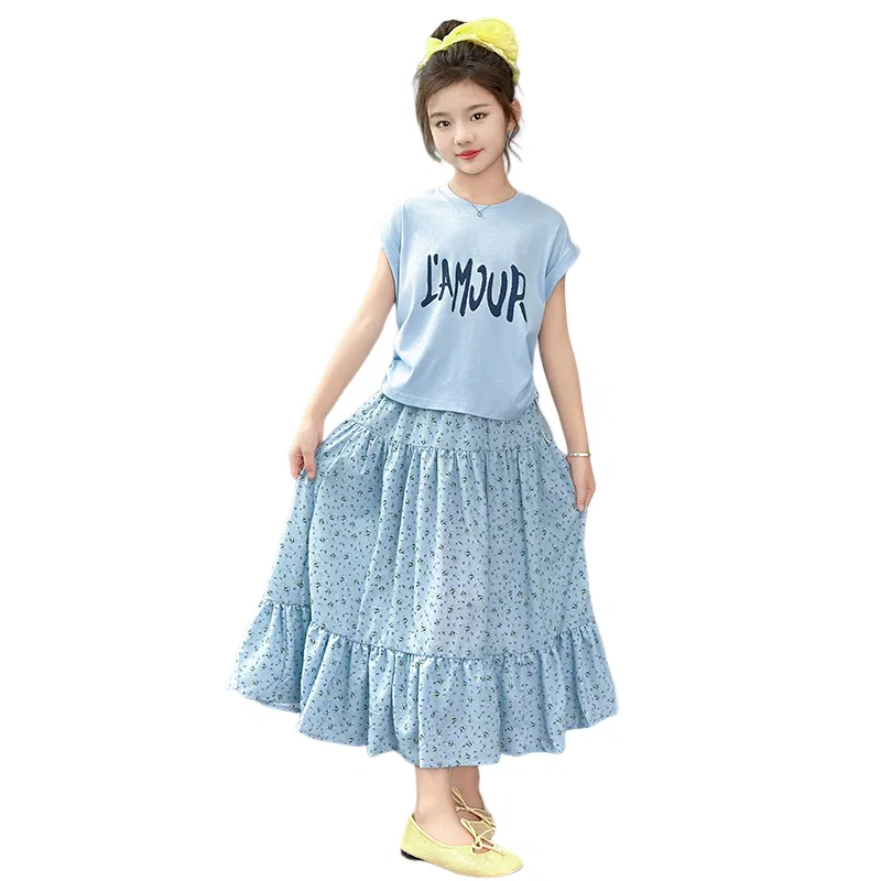 Детский комплект из топа и юбки Lanza, Light Blue