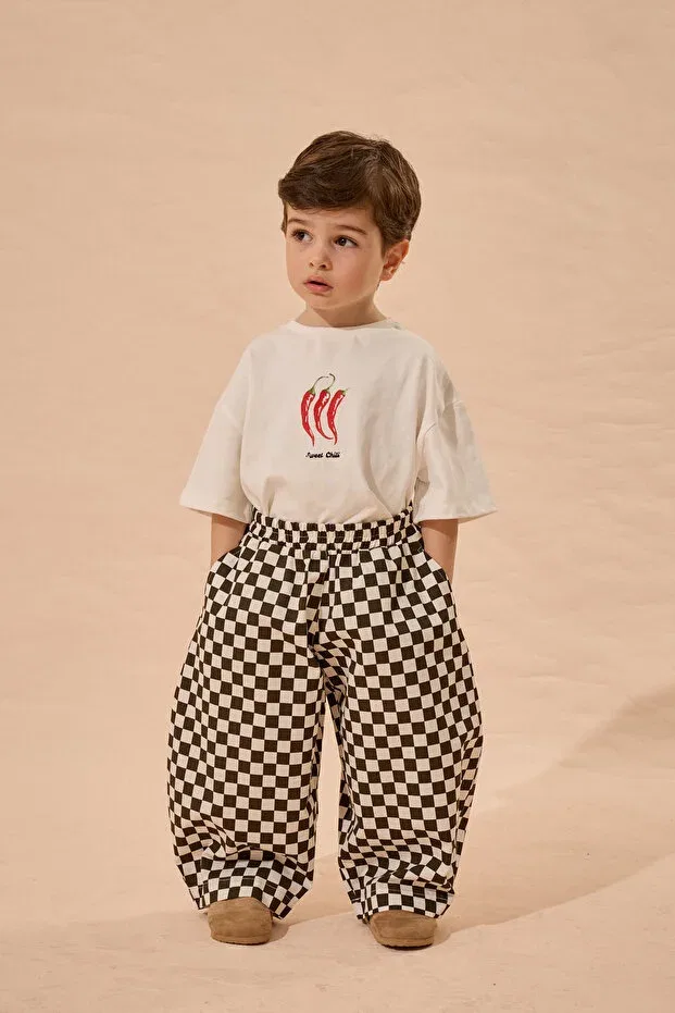 Детские брюки для девочек широкие с принтом Fahhar Kids, Brown — фото 3