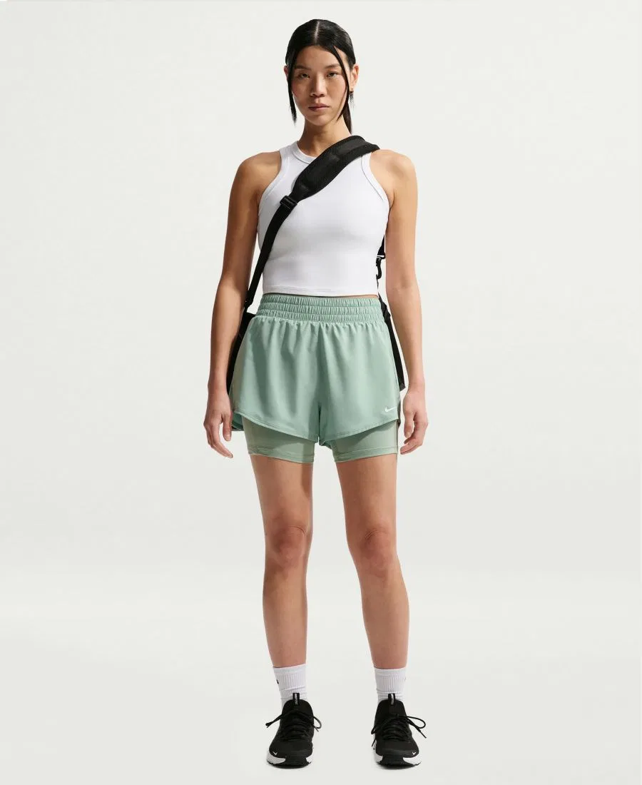 Женские шорты с высокой посадкой 2-в-1 Nike One Dri-FIT, Цвет Steam/White