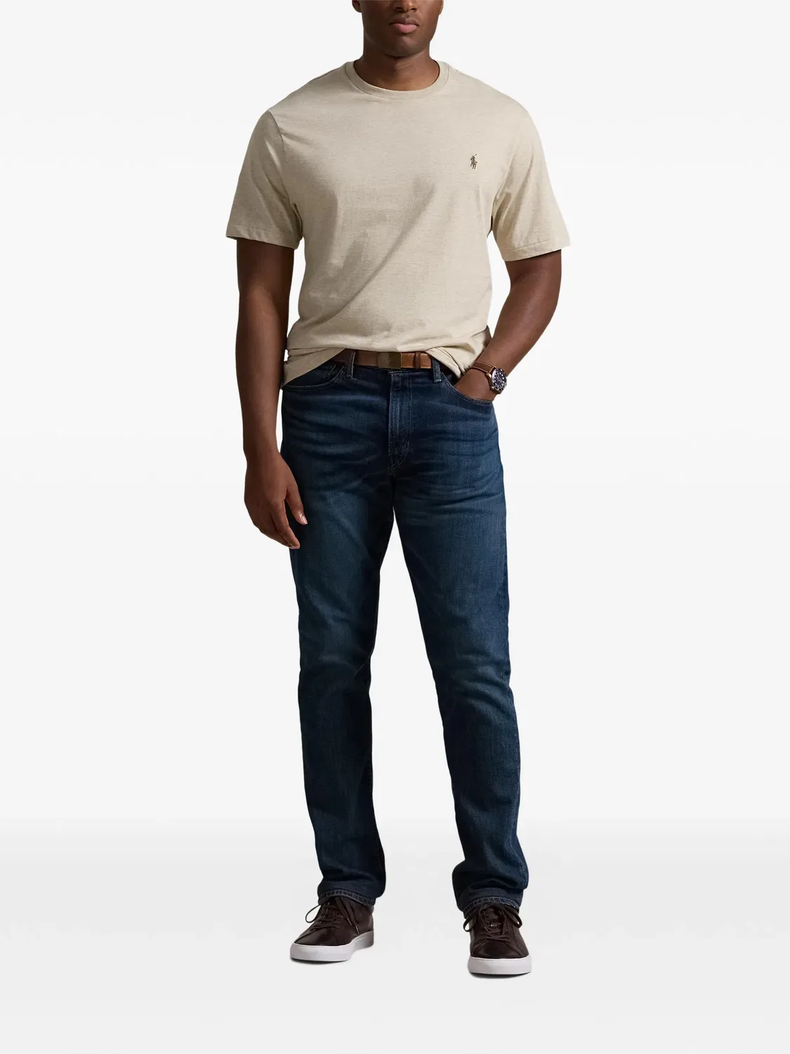 Хлопковая футболка с вышивкой Polo Ralph Lauren, нейтральные — фото 2