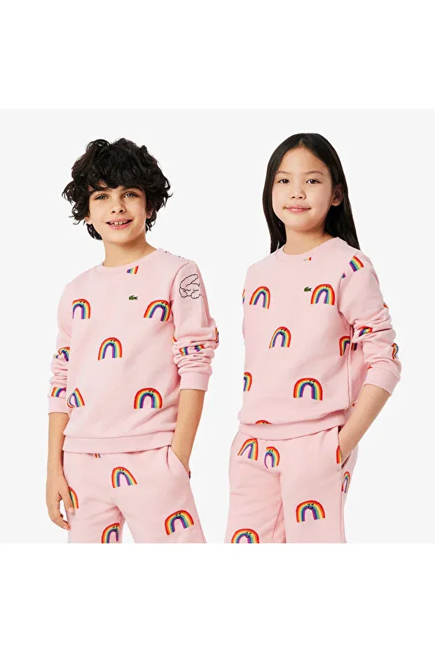 Детские свитшот для девочек с принтом Lacoste, Wir-Pembe — фото 4
