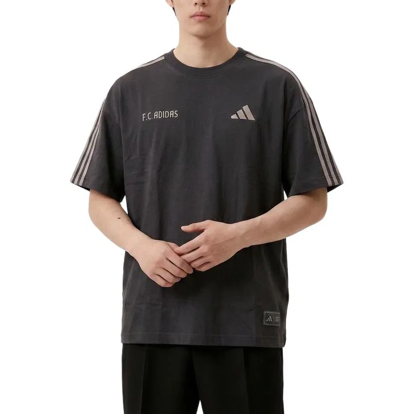 Футболка с круглым вырезом, умеренная, Adidas, Black
